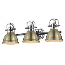  3602-BA3 CH-AB - Duncan 3 Light Bath Vanity in Chrome with an Aged Brass Shade